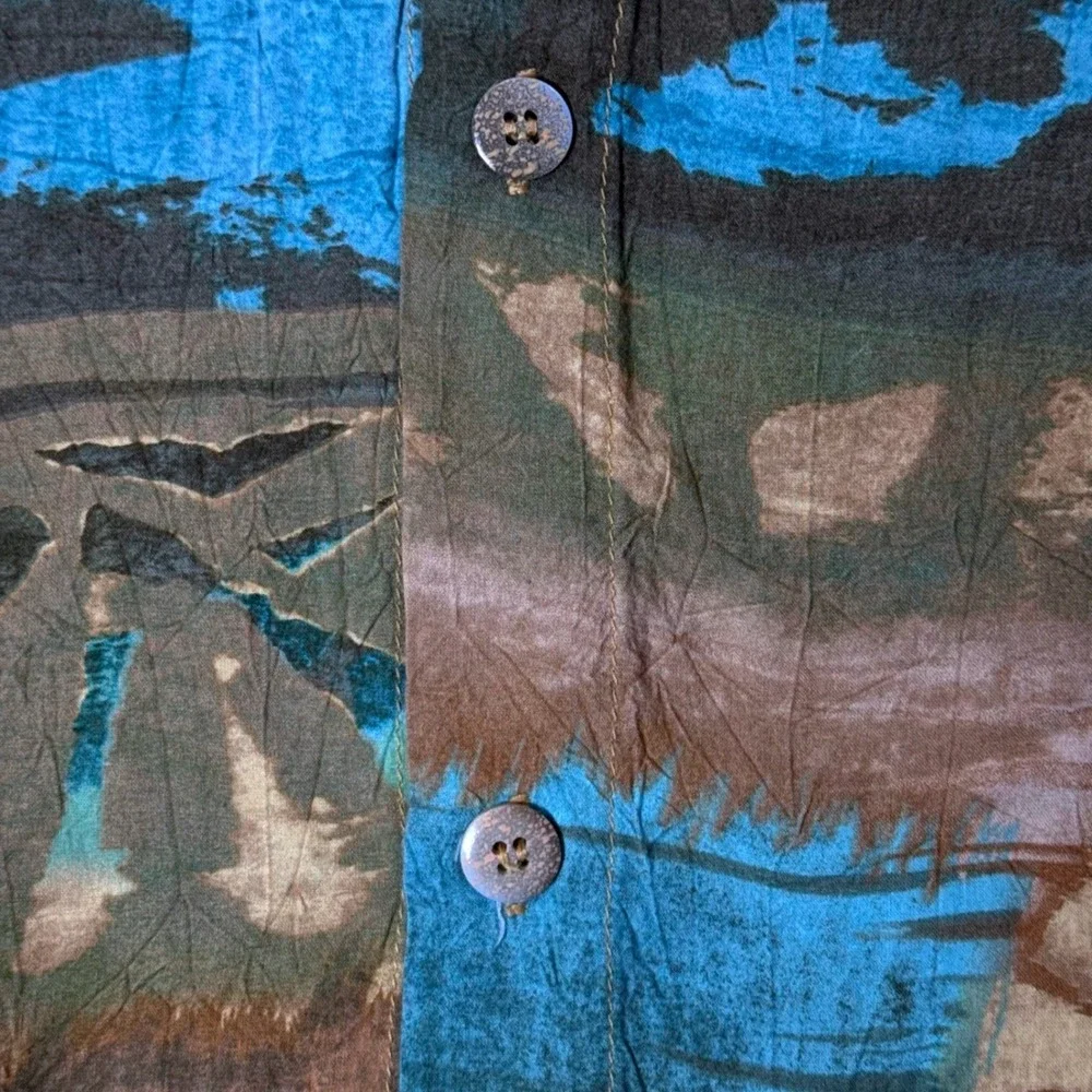 Jams World Mens XXL Hawaiian Shirt Crushed Japanese Rayon Abstract Made in USA